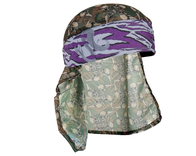 HK Army Headband/Headwrap - Hostilewear - Purple Snakes/Forest Skull Mesh