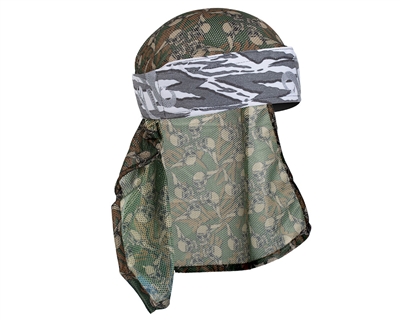HK Army Headband/Headwrap - Hostilewear - Gray Snakes/Forest Skull Mesh