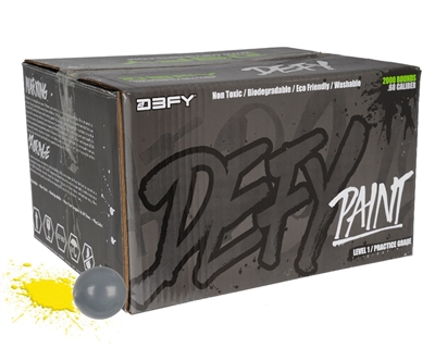 D3FY Sports Paintballs Level 1 Practice .68 Caliber Paintballs - 2,000 Rounds - Battleship Grey Shell Yellow Fill