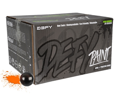 D3FY Sports Paintballs Level 1 Practice .68 Caliber Paintballs - 500 Rounds - Black Shell Orange Fill