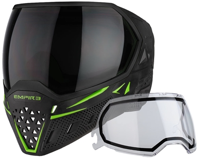 Empire Paintball Goggle - EVS - Black/Lime Green with Ninja & Clear Lenses + Additional Lens Of Your Choice!