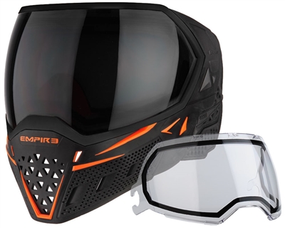 Empire Paintball Goggle - EVS - Black/Orange w/ Ninja & Clear Lenses + Additional Lens Of Your Choice!