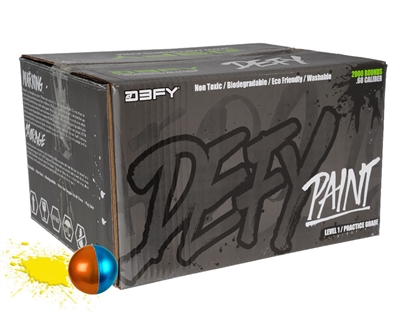 D3FY Sports Paintballs Level 1 Practice .68 Caliber Paintballs - 1,000 Rounds - Copper/Blue Shell Yellow Fill