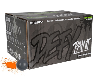 D3FY Sports Paintballs Level 1 Practice .68 Caliber Paintballs - 2,000 Rounds - Grey Shell Orange Fill