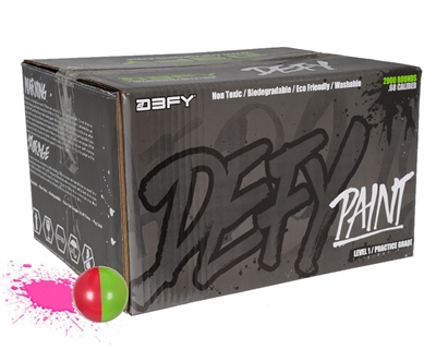D3FY Sports Paintballs Level 1 Practice .68 Caliber Paintballs - 100 Rounds - Light Green/Pink Shell Pink Fill