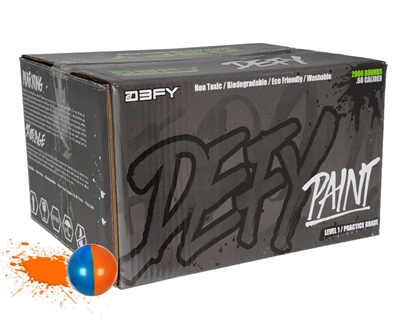 D3FY Sports Paintballs Level 1 Practice .68 Caliber Paintballs - 100 Rounds - Orange/Blue Shell Orange Fill