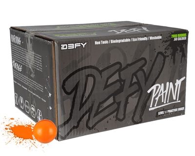 D3FY Sports Paintballs Level 1 Practice .68 Caliber Paintballs - 100 Rounds - Orange Shell Orange Fill