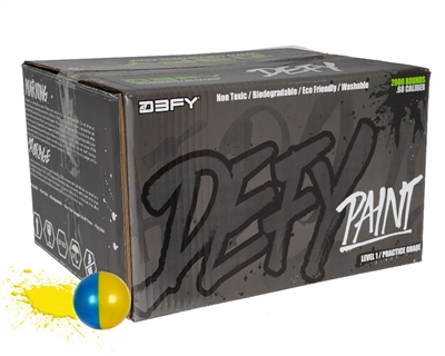 D3FY Sports Paintballs Level 1 Practice .68 Caliber Paintballs - 100 Rounds - Yellow/Blue Shell Yellow Fill