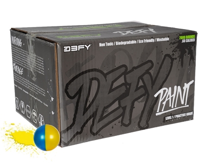 D3FY Sports Paintballs Level 1 Practice .68 Caliber Paintballs - 1,000 Rounds - Yellow/Blue Shell Yellow Fill