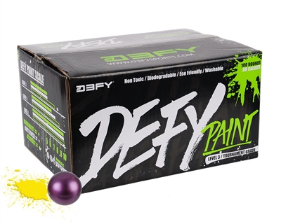 D3FY Sports Paintball Level 3 Tournament .68 Caliber Paintballs - 100 Rounds - Purple Shell Yellow Fill