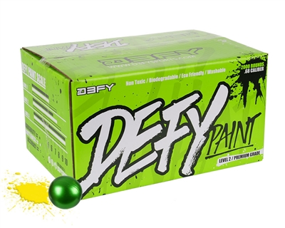 D3FY Sports Paintballs Level 2 Premium .68 Caliber Paintballs - 100 Rounds - Green Shell Yellow Fill