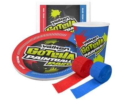 Valken Paintball Gotcha Party Pack (10 Plates, 10 Cups & 20 Napkins)
