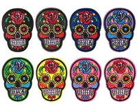 Warrior Iron On Embroidered Morale Patch - Sugar Skull (8-Pack)