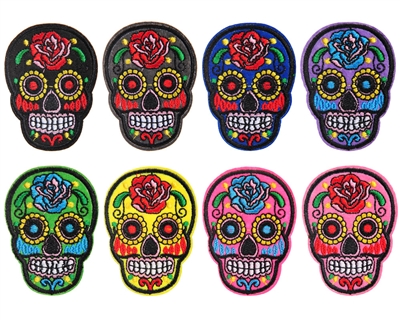 Warrior Iron On Embroidered Morale Patch - Sugar Skull (8-Pack)