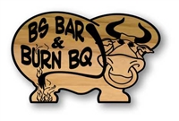 RUSTIC CARVED & ENGRAVED WOOD SIGN BULL