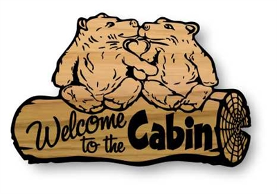 RUSTIC FAMILY-NAME WELCOME | WOOD CABIN SIGN | BEARS