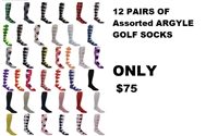 12 Pair Argyle Golf Socks