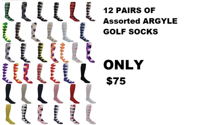 12 Pair Argyle Golf Socks