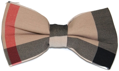 Men's Khaki Plaid Bow Tie