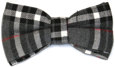 Men's Grey Plaid Bow Tie