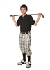 Children's Golf Outfit - White Check Knickers, Black socks, Black Polo