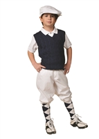 Children's golf Outfit - White knickers, Cap, Navy Sweater and Argyle Socks