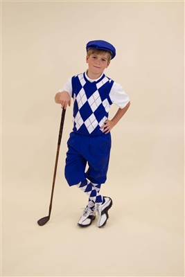 Children's Golf Outfit - Royal White Black Overstitch