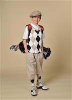 Children's Golf Outfit - Khaki White Black WhiteOverstitch