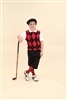 Children's Golf Outfit - Black Red White Overstitch