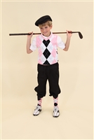 Children's Golf Outfit - White Black Pink Light Blue Overstitch