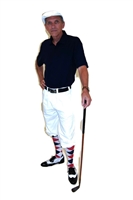 White Golf Knickers with Navy Polo Red White Blue Argyle Socks and White Cap