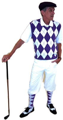 White and Purple Argyle Golf Knickers Outfit