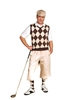 Men's Golf Outfit - Khaki/Brown/White Overstitch