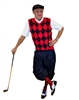 Men's Golf Outfit - Black/Red/White Overstitch