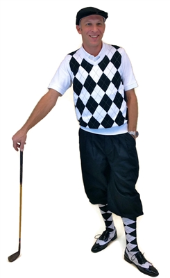 Men's Golf Outfit - White/Black/Grey Overstitch