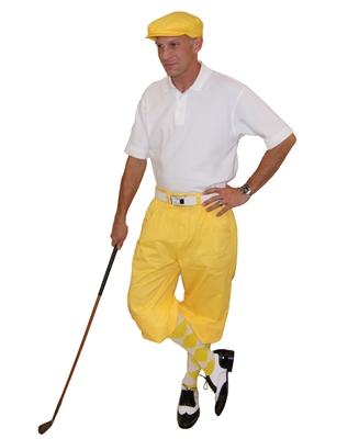 Yellow Knickers Flat Cap Argyle Socks and Polo