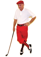Men's Golf Outfit - Red Knickers Flat Cap Red Black Argyle Socks and Polo