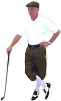 Men's Golf Outfit - Military Green with Flat Cap and White Polo and Socks