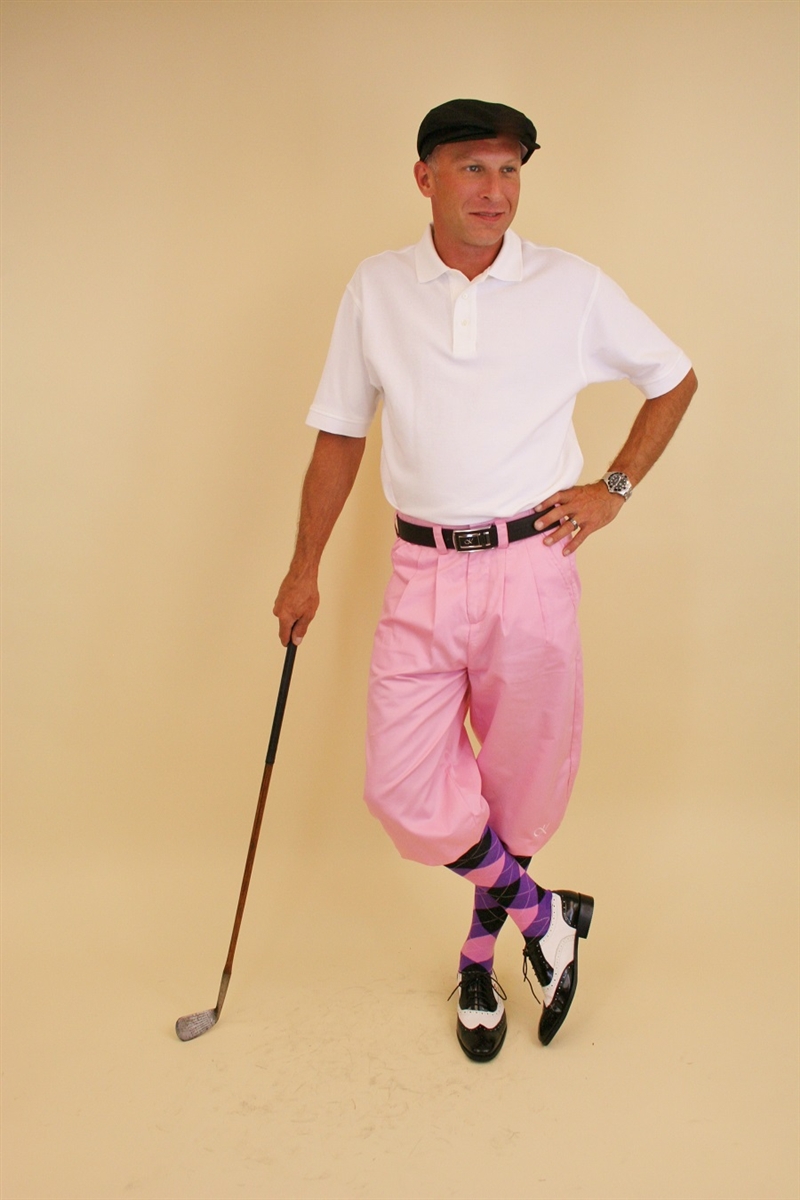 Men's Golf Outfit - Pink Knickers, Cap with Argyle Socks