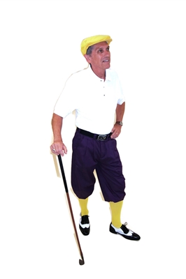 Purple Golf Knickers Starter Outfit - Purple Knickers Yellow Cap and Socks White Polo