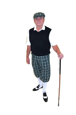 Kings Cross Green Plaid Golf Knickers Outfit with Black sweater vest