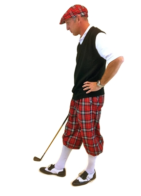 Men's Golf Outfit - Red Turnberry Plaid w/Optional Black Sweater