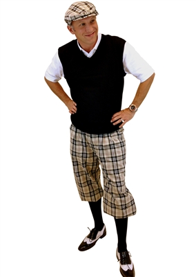 Men's Golf Outfit - Khaki Turnberry Plaid w/Optional Black Sweater