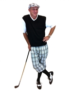 Men's Golf Outfit - White/Black/Pink/Light Blue Overstitch w/Black Knickers