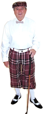 Maroon Plaid Knickers with White Dress Shirt  By Kings Cross