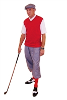 Men's Golf Outfit-Silk Touch Grey Knickers and Cap With red Sweater and Socks