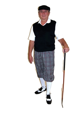 Kings Cross Grey Plaid Golf Knickers Outfit with Black Vest