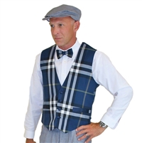 Men's Navy Plaid Golf Vest