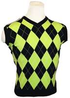 Black Lime Green Golf Sweater Vest