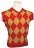 Red and Gold Argyle Golf Sweater Vest